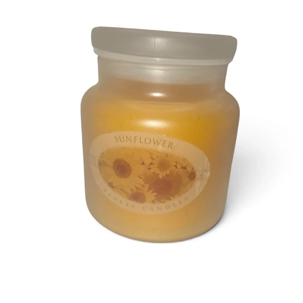 Yankee Candle Sunflower Single Wick Jar Candle 14.5oz Rare Frosted Glass Jar